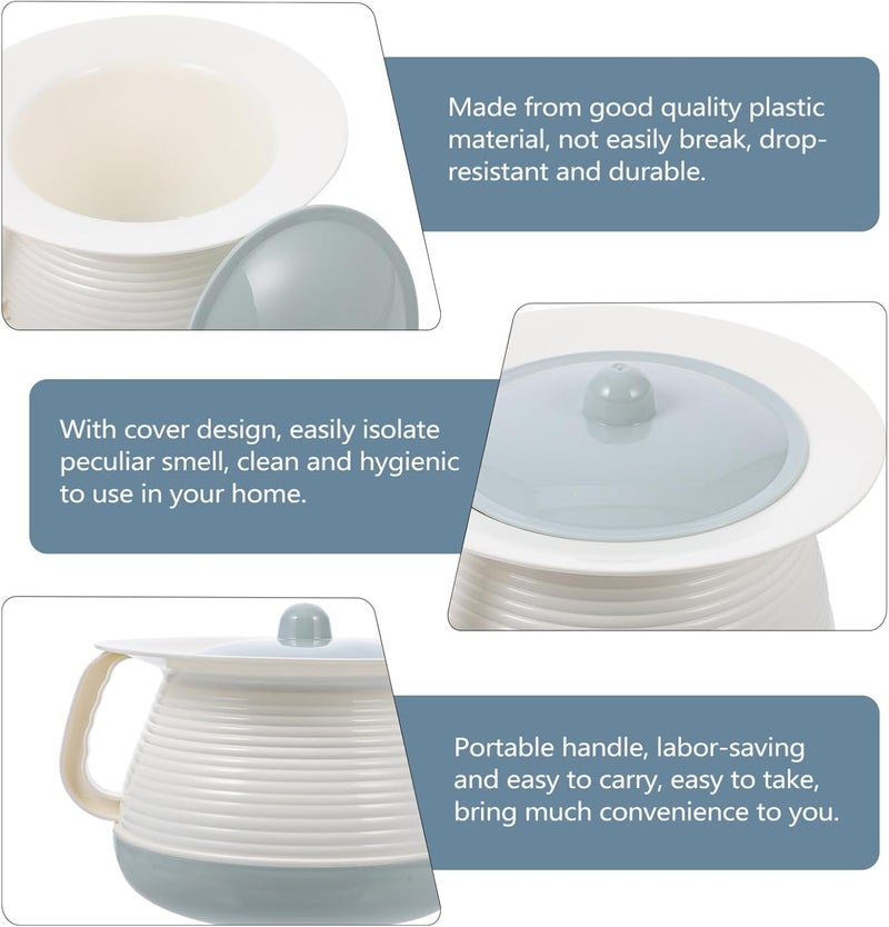 KALLORY Spittoon Urinal with Lid Plastic Urinal Bed Pan Elderly Covered Spittoon Portable Chamber Pot Adults Spittoon Disabled Chamber Pot Night Urine Pot Spittoon - Image 4